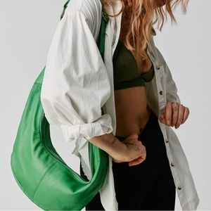 FREE PEOPLE soft, leather sling bag. Shoulder or cross-body. Green